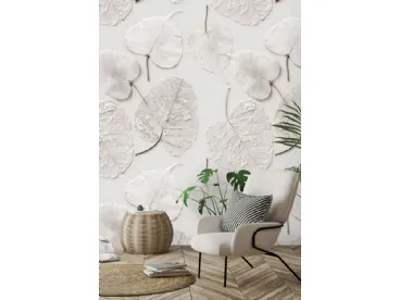 Carta da parati Decoupage di Foglie CP0110 con effetto tridimensionale di Pintdecor