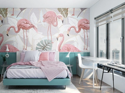 Carta da parati Flamingos di Pintdecor