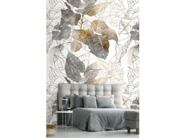 Carta da parati con grandi foglie Cromie Autunnali CP0100 di Pintdecor