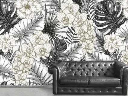 Carta da parati nella cromia dei toni freddi Jungle Style 0120 di Pintdecor