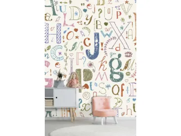 Carta da parati Kids CP0592 con lettere colorate di Pintdecor