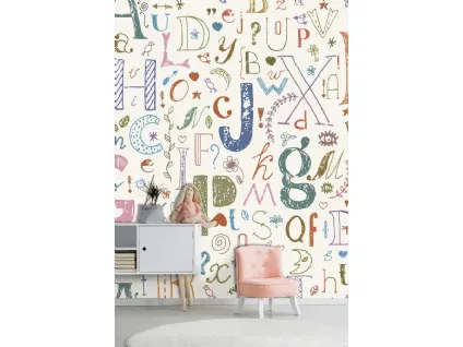 Carta da parati Kids CP0592 con lettere colorate di Pintdecor