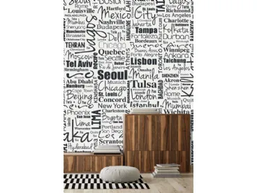 Carta da parati in bianco e nero Muri di Lettere CP0360 di Pintdecor
