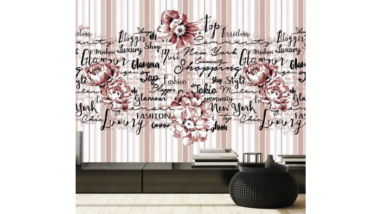 Carta da parati Righe Floreali CP0322 di Pintdecor