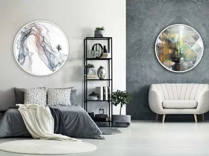 Quadri tondi Astratti con cornice in metallo di Pintdecor