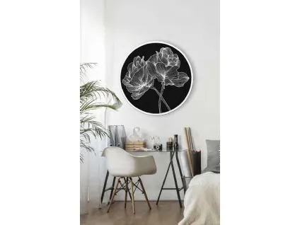 Quadro tondo Linee Floreali con cornice in metallo di Pintdecor