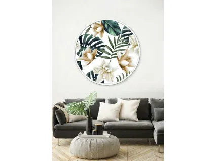 Quadro tondo Orchidee con cornice in metallo di Pintdecor