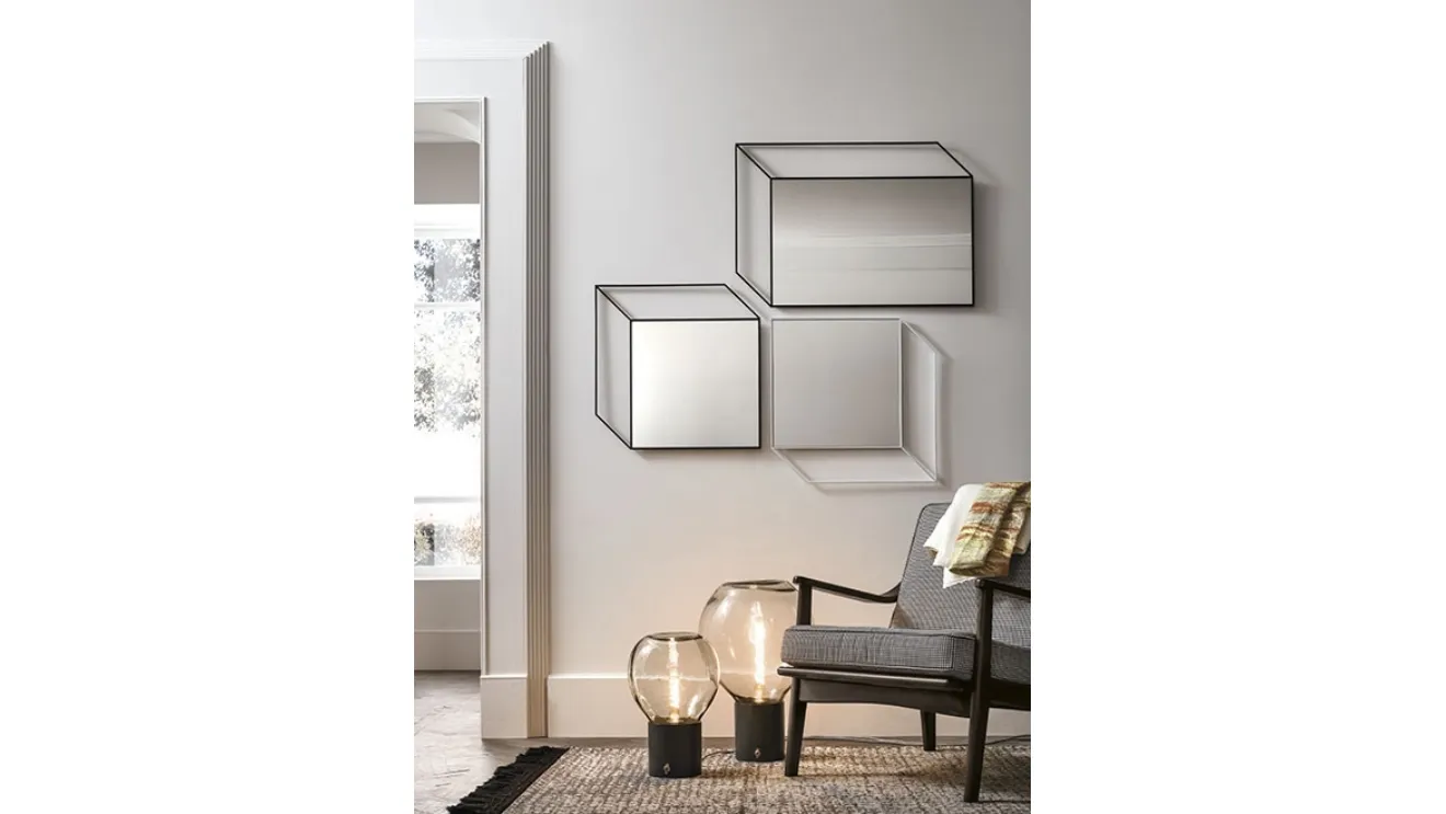 Specchio tridimensionale con bordino in metallo Sguardo di Caos Creativo by Rossi&Co
