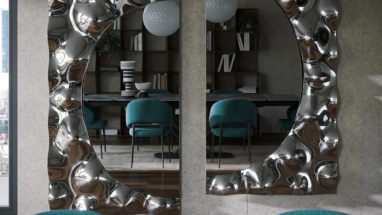 Specchiera di design con cornice in vetro fuso Afrodite di Tonin Casa