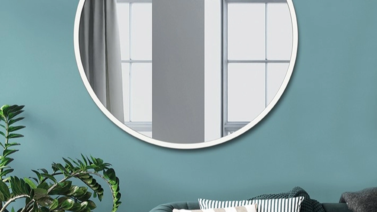 Specchiera Tonda Bianca con cornice in metallo di Pintdecor