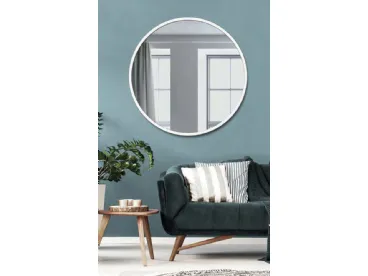 Specchiera tonda con cornice in metallo laccato bianco di Pintdecor