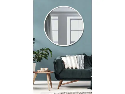 Specchiera tonda con cornice in metallo laccato bianco di Pintdecor