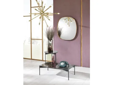 Specchio Cassia in vetro argentato e metallo bronzato di Stones