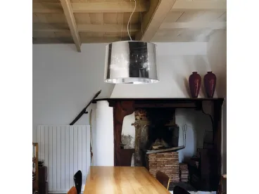 Lampada a sospensione London in lamina di PVC cromata e semi trasparente di Ideal Lux