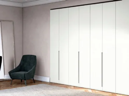 Armadio con anta battente Columbia in laccato opaco Grigio seta e Grigio platino di Febal