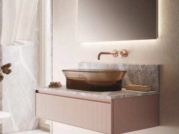 Mobile da Bagno sospeso Absolute 41 in vetro ondulato opaco di Arbi