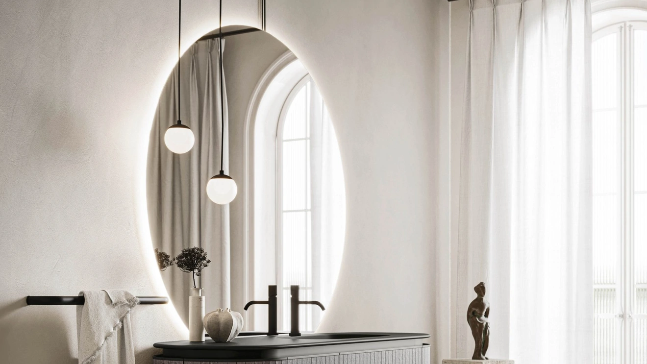 Mobile da Bagno sospeso Almond 08 in Laminam Burgundy di Arbi