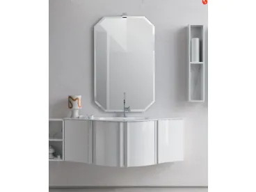 Mobile da Bagno sospeso in laccato bianco lucido B201 BD028 di Compab