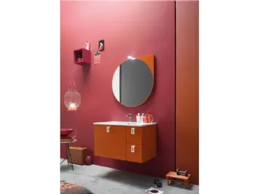 Mobile da Bagno sospeso laccato opaco con maniglia applicata sul frontale E-Ly 52 di Arcom