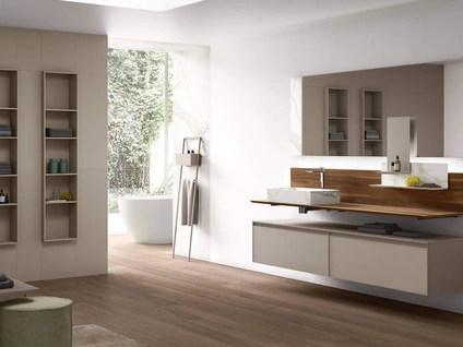 Mobile da Bagno sospeso Shape 32 in vetro laccato di Arcom