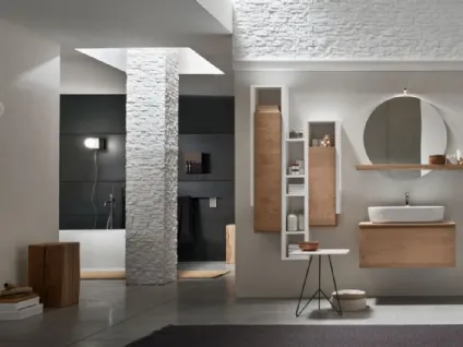 Mobile da Bagno sospeso in rovere naturale Soul 01 di Arcom