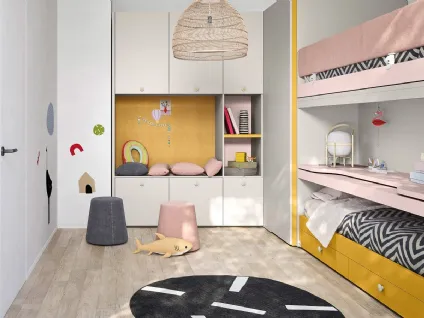 Cameretta con letti a casello e scrivania estraibile Kids space 15 di Nidi