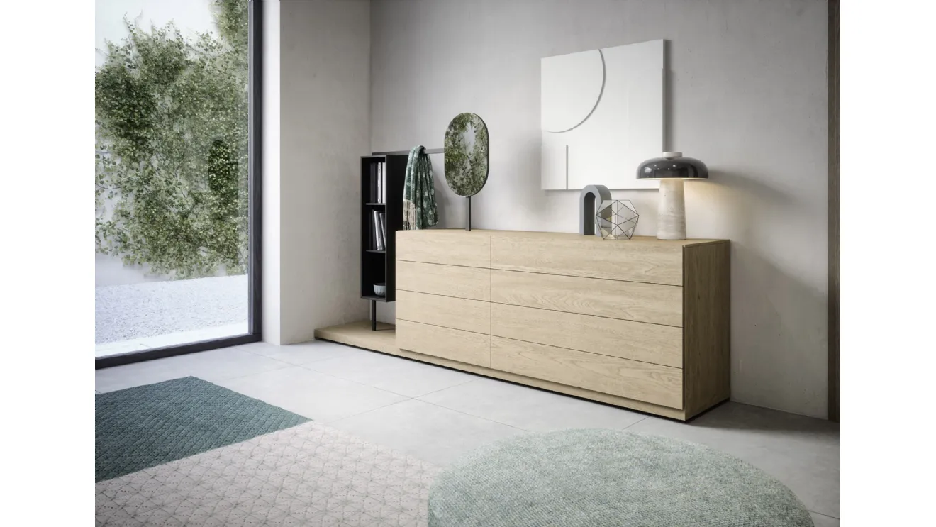 Comò Easy System in legno di Rovere impiallacciato di Novamobili