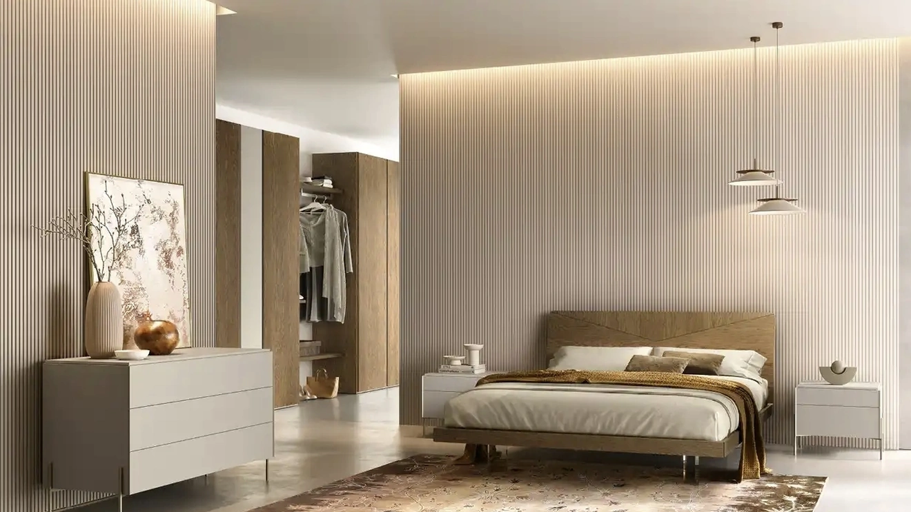 Letto Apollo V13 in impiallacciato rovere tabacco di Moretti Compact Giorno Notte