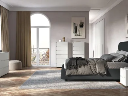 Letto con testiera in tessuto imbottito Bellini di Febal