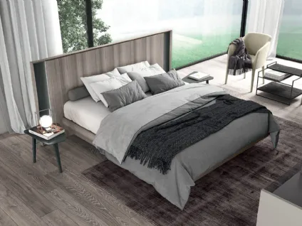 Letto matrimoniale in legno con testiera con luci a led Vitalyty Pure di Colombini Casa