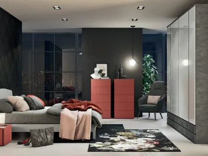 Letto matrimoniale in legno con testiera Golf Leo di Colombini Casa