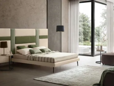 Letto in tessuto con testiera modulare Ground di Le Comfort