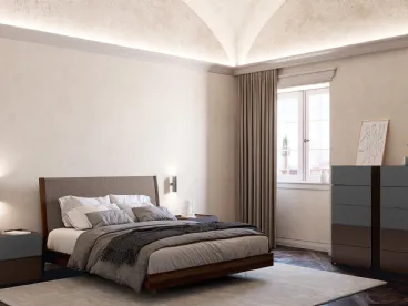 Letto in tessuto con testiera imbottita Lisboa Soft di Febal