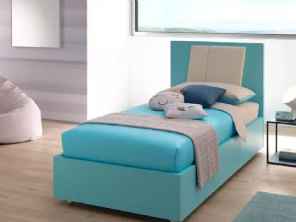 Letto in laccato con testiera imbottita in ecopelle SC115 di Moretti Compact
