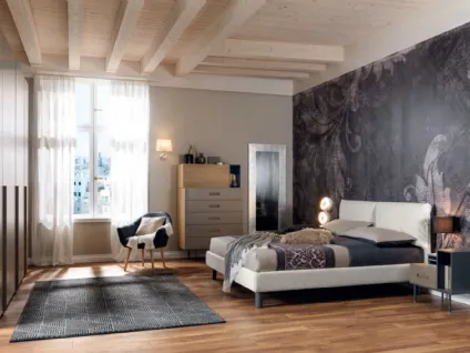 Letto con testiera imbottita in ecopelle NC111 Moretti Compact