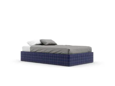 Letto singolo Sommier Skim rivestito con tessuto a quadri di Nidi