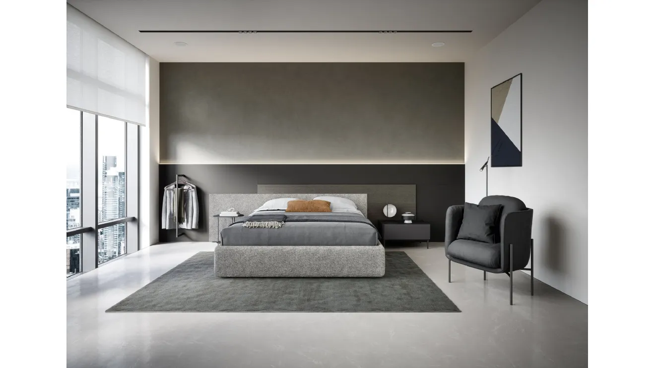 Letto Testiera Time con contenitore di Novamobili