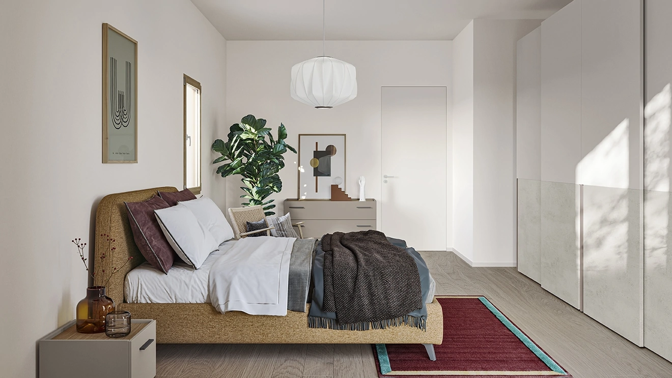 Letto in tessuto con testiera Verso di Colombini Casa