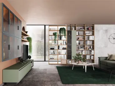 Libreria Golf Infinity in composizione I104 bifacciale con ante Window di Colombini Casa