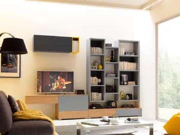 Libreria sospesa in laccato grigio Outline LV105 di Moretti Compact