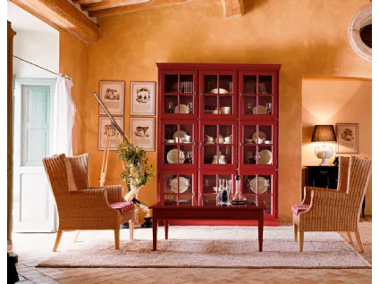Libreria classica Paolina in legno laccato con ante in vetro e legno di Tonin Casa