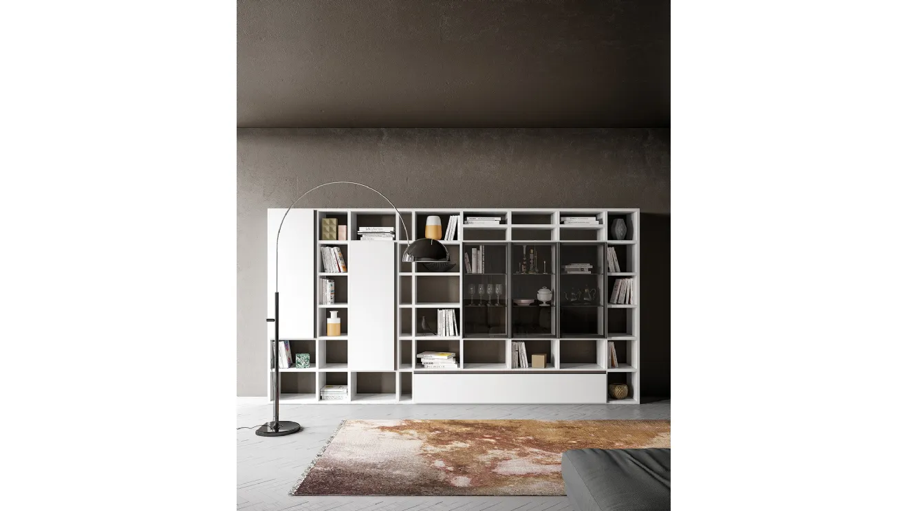 Libreria moderna in laccato bianco e vetro Speed Up 03 di Dall'Agnese