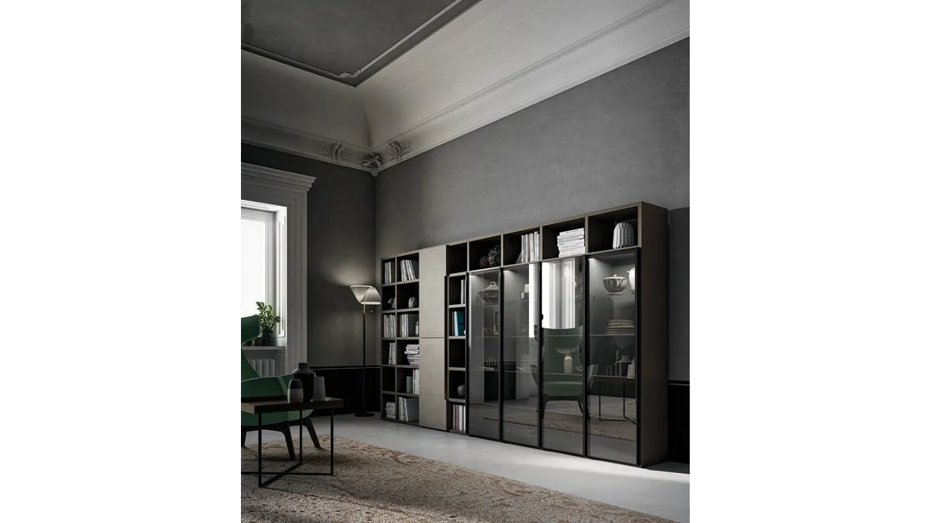 Libreria a muro Speed Up 04 in effetto Resina Dark Grey di Dall'Agnese