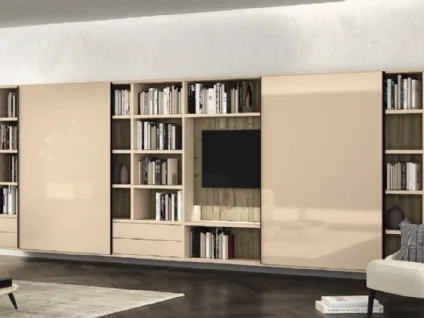 Libreria Vitalyty C33 con vano porta Tv ed ante scorrevoli di Colombini Casa