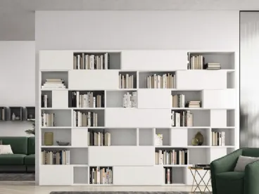 Libreria Vitalyty C35 finitura Bianco opaco e Grigio Daytona di Colombini Casa