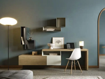 Madia Kosmos KM321 in legno e laccato con scrivania di Moretti Compact Giorno Notte