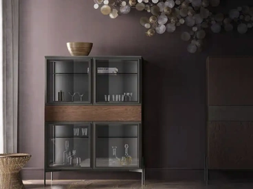Madia Kosmos KM315 in vetro e legno di Moretti Compact Giorno Notte