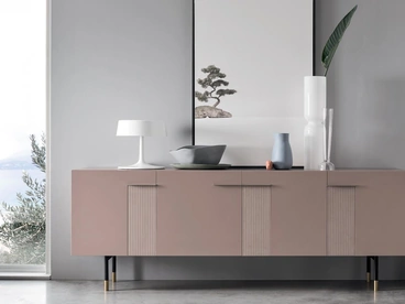 Madia Frida FG003 in laccato opaco cipria e vetro satinato cipria di Maronese Acf