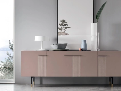 Madia Frida FG003 in laccato opaco cipria e vetro satinato cipria di Maronese Acf