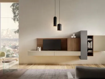 Parete Attrezzata Living 08 in laccato opaco e legno di Arredo3